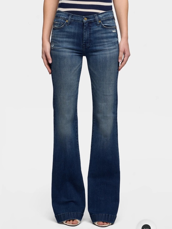 7 For All Mankind Denim - 7 For All Mankind Medium Blue Wide-Leg Jeans